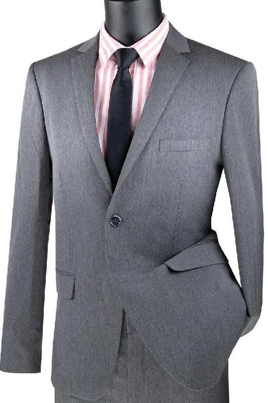 Sports Cool Ultra Slim Fit Stretch 2 Piece Suit Color Charcoal