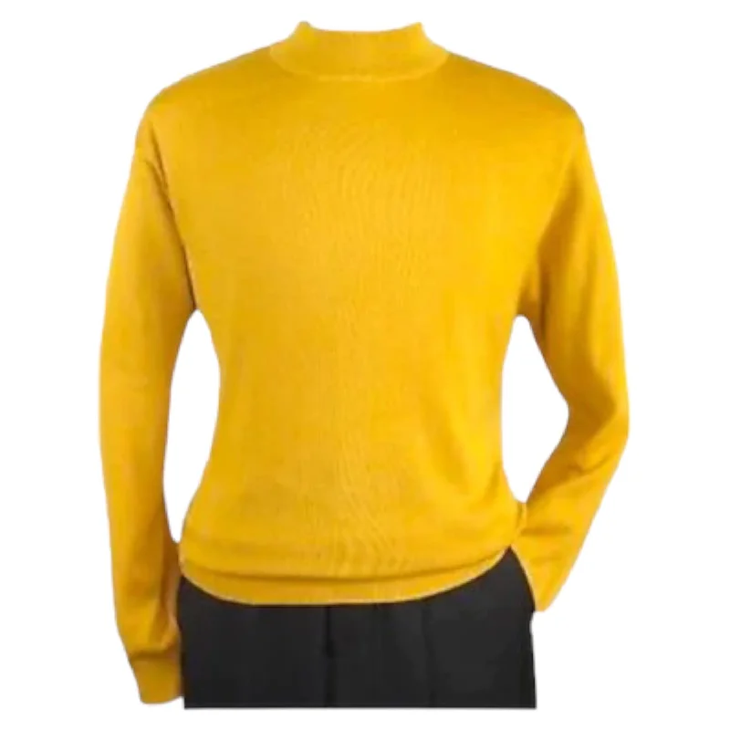 Easy Style Inserch Cotton Blend Mock Sweater (Mustard/Gold)