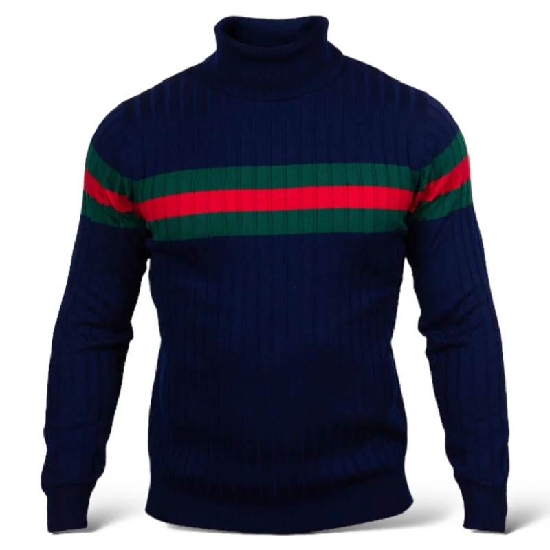 High-end Wear Prestige Designer "Southshore" Turtleneck (Navy/Red/Green)