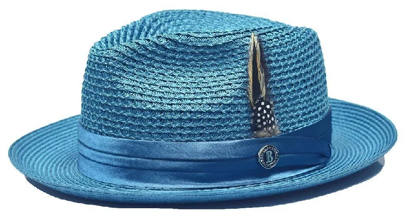 Cute Design Teal Fedora Braided Straw Hat