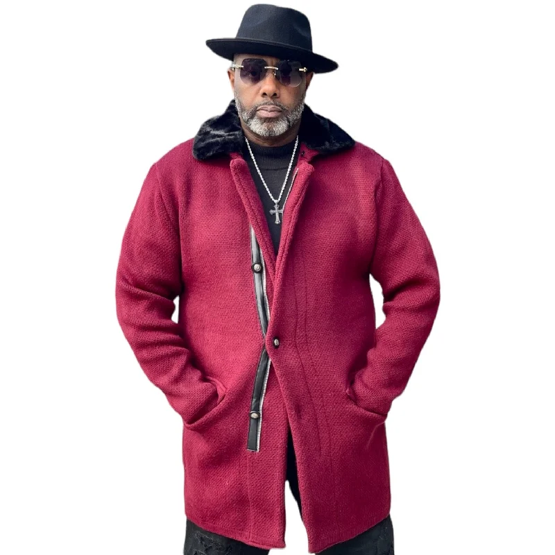 Slim Fit Lcr 3/4 Length "Dexter" Cardigan (Burgundy)