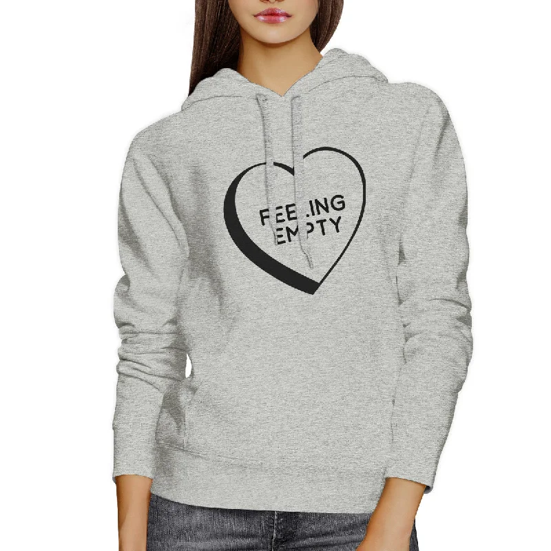 Personalized Outfit Feeling Empty Heart Unisex Grey Hoodie Letter Printed Cute Design