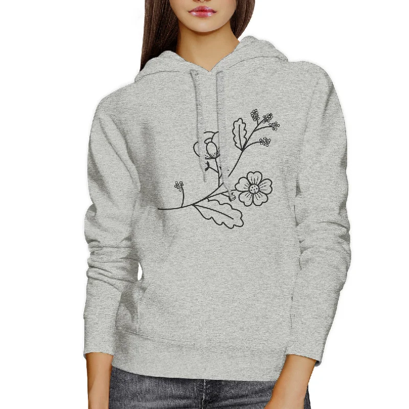 French Style Flower Unisex Hoodie Cute Flower Design Round neck Pullover Fleece