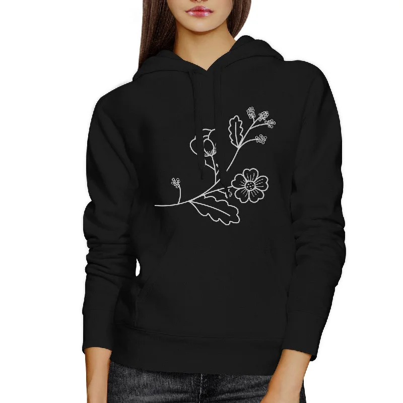 Sports And Leisure Flower Unisex Hoodie Lovely Flower Design Roundneck Pullover Fleece