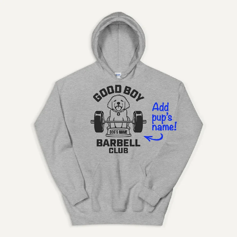 Warm Atmosphere Good Boy Barbell Club Personalized Pullover Hoodie — Golden Retriever