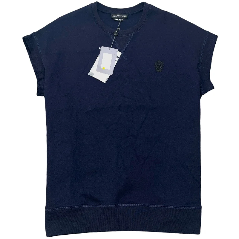 Elegant Wear Men's Embroidered Skull Vest Navy Size S