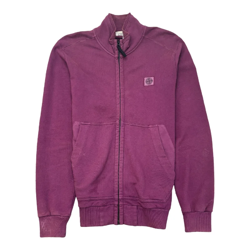Embroidered Letters Men's Embroidered Compass Track Jacket Purple Size L