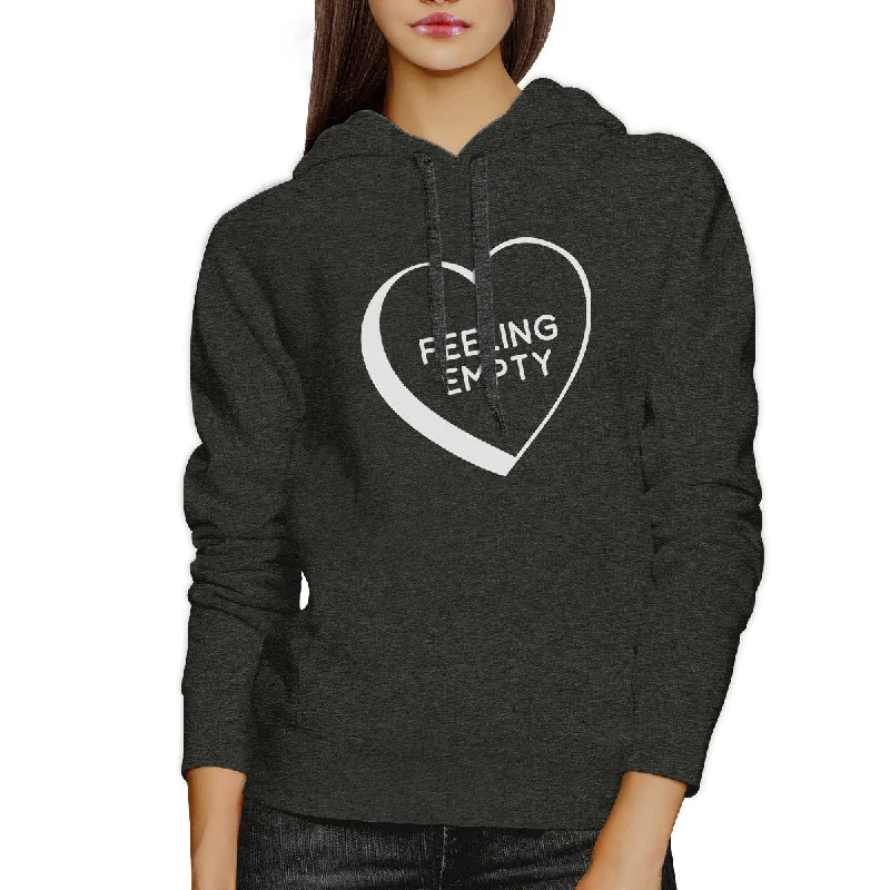 High Street Design Feeling Empty Heart Unisex Dark Grey Funny Saying Graphic Hoodie
