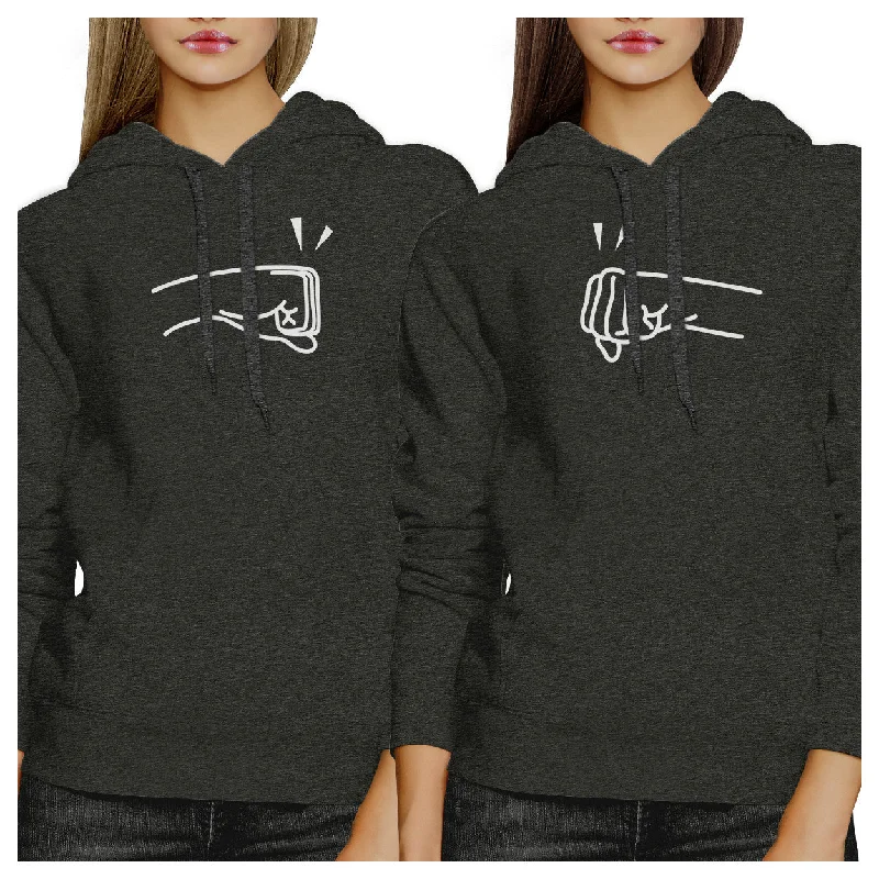 Personalized Wear Fists Pound BFF Matching Dark Grey Hoodies