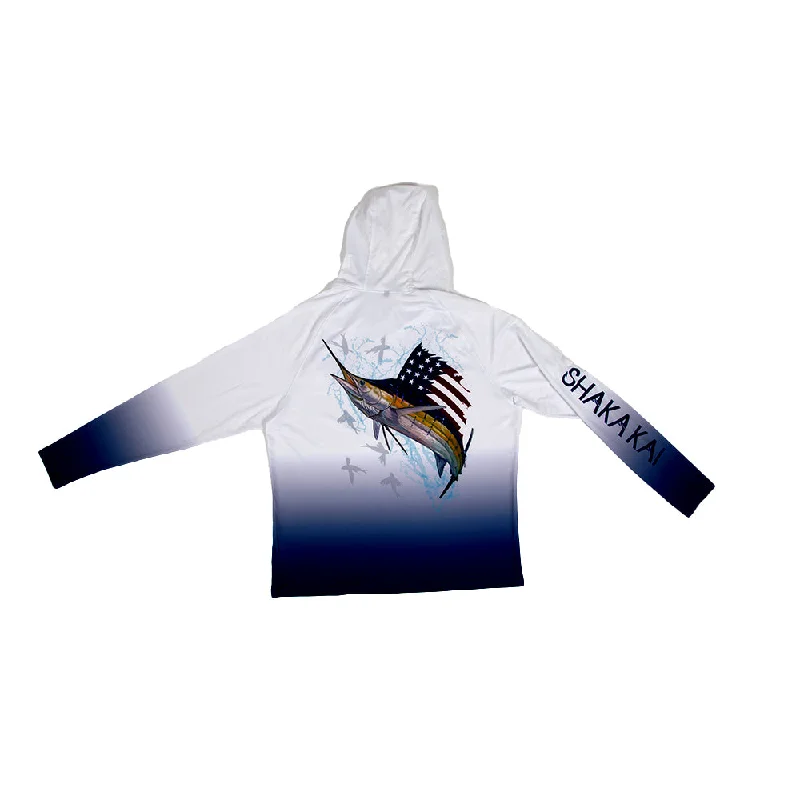 Eye-catching Personality America Proud Long Sleeve Hooded UPF 50 Performance Shirt