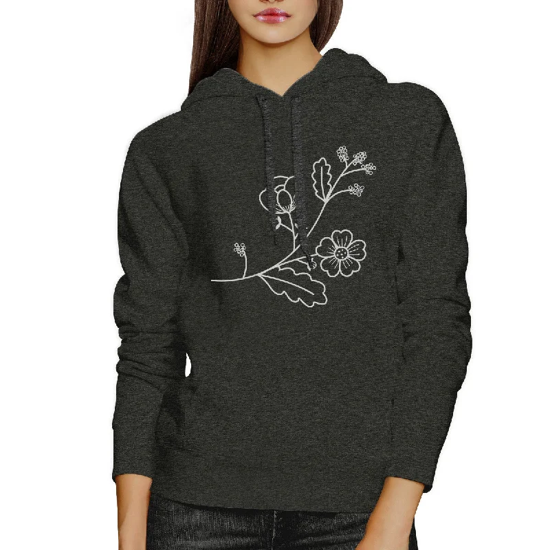 Boutique Recommendation Flower Unisex Dark Gray Hoodie Unique Design Gift For Flower Lovers