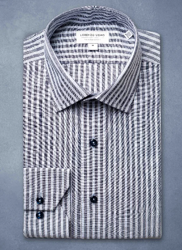 Must-have For Fashion Alexander in Navy & Blue Stripe Shirt