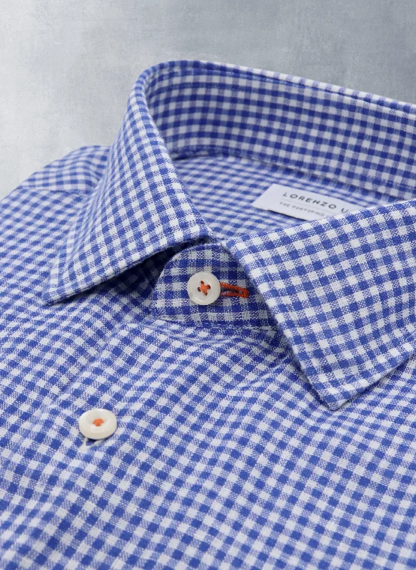 Must-have For Autumn And Winter Alexander in Navy Gingham Linen Shirt