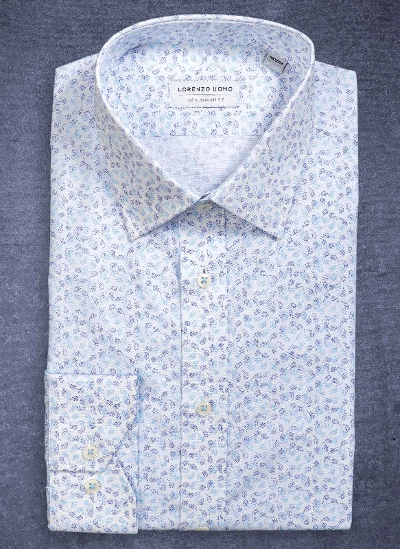 Breathable Design Alexander in Printed Blue "Paisley Spray" Shirt