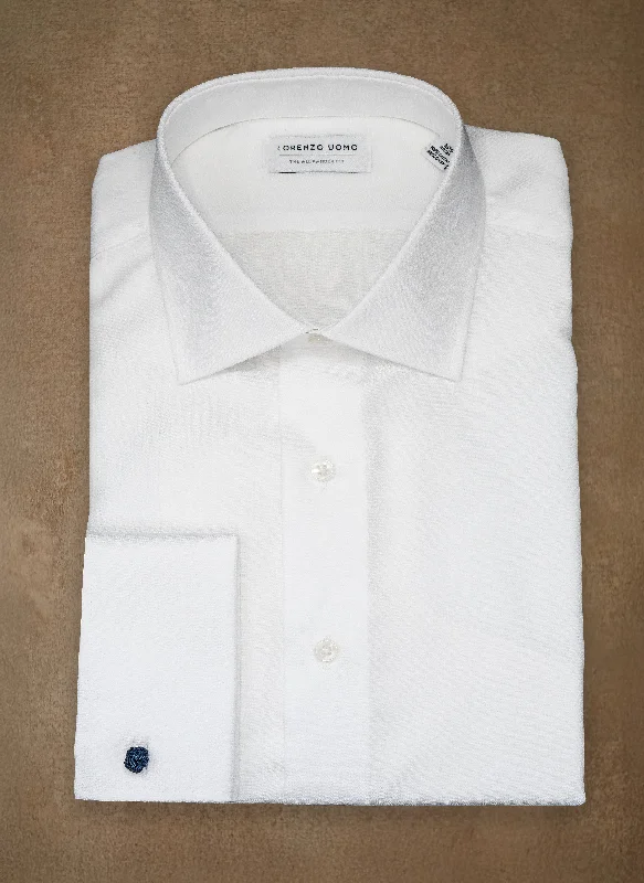 Effortless Comfort Alexander in White Nano Diamond French Cuff Shirt