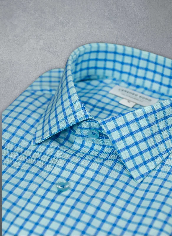 Fashion Selection Alexander in Aqua Blue Plaid Shirt