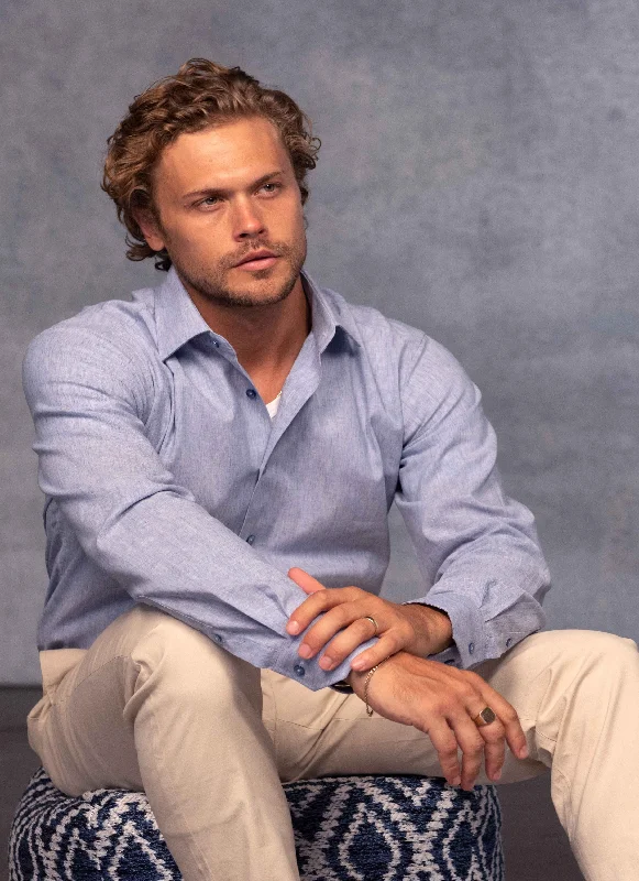 Fashion Innovation Alexander in Blue Fade Mélange Linen Shirt