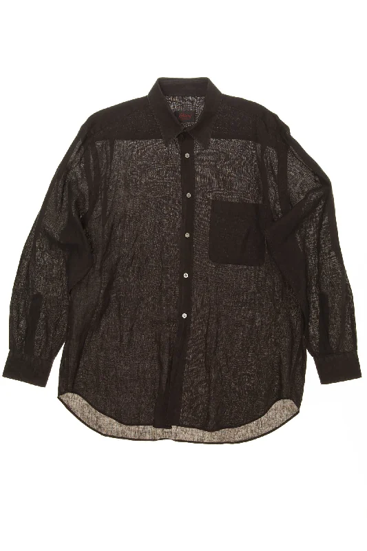 High-quality Fabrics Brioni - Black Linen Men's Button Up Dress Shirt - L