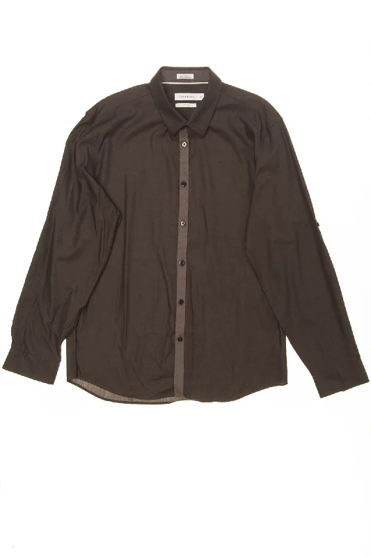 Fresh And Natural Calvin Klein - Dark Gray Body Fit Button Up - L