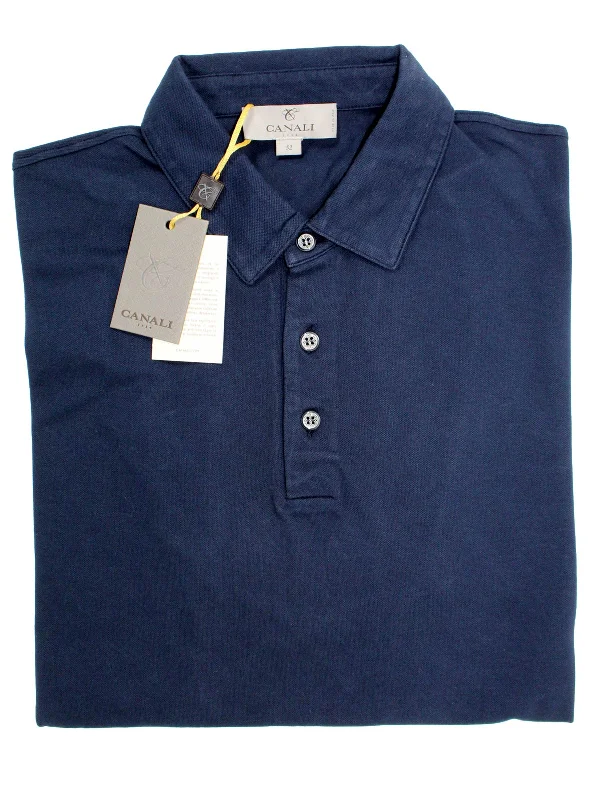 Canali Polo Shirt Navy Cotton Short Sleeve Polo Shirt 46 / XS