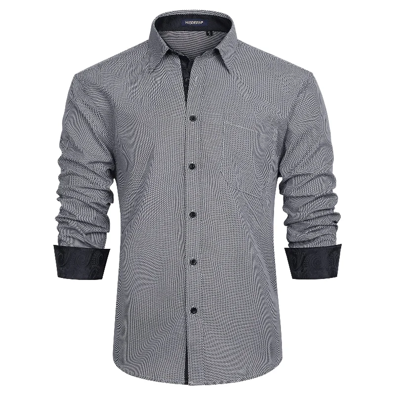 Layered Comfort Men's Patchwork Dress Shirt with Pocket - C-GREY3