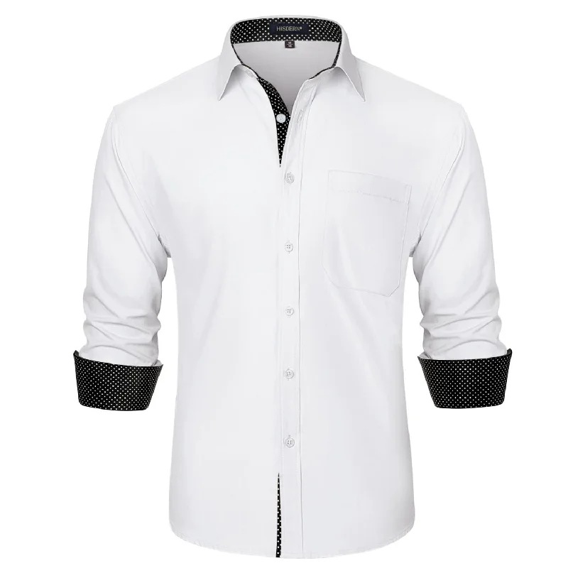 Comfy Chic Men's Patchwork Dress Shirt with Pocket - G-WHITE 1