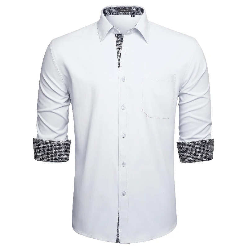 Classic Comfort Men's Patchwork Dress Shirt with Pocket - G-WHITE 2