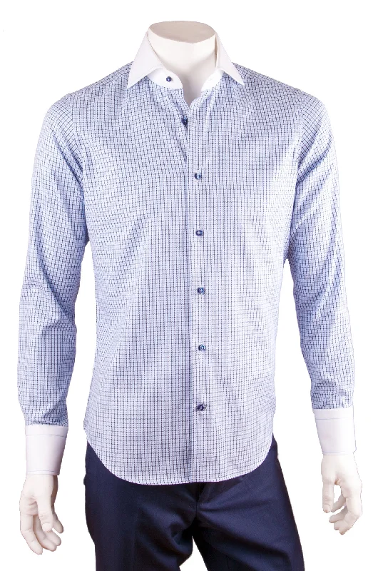 Ultra-lightweight Two-Tone Check Print Cotton Dress Shirt
