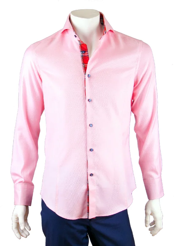Slim Fit Solid Pink Cotton Twill