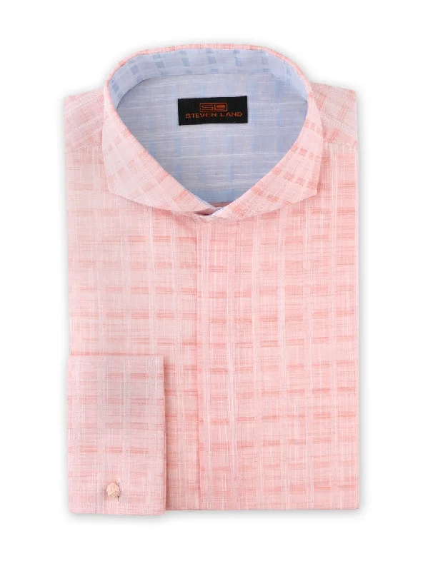 Bright Colors Strié Check Dress Shirt | Peach | DA1902
