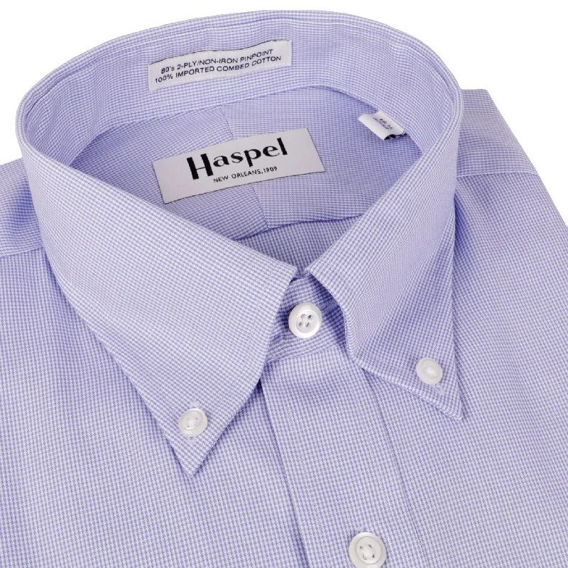 Simple Looks Howard Lt. Blue Mini Houndstooth (Regular Fit) Dress Shirt - Button Down Collar