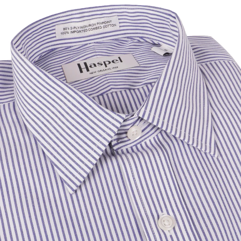 Casual Chic Outfits Dauphine Navy Bankers Stripe Dress Shirt