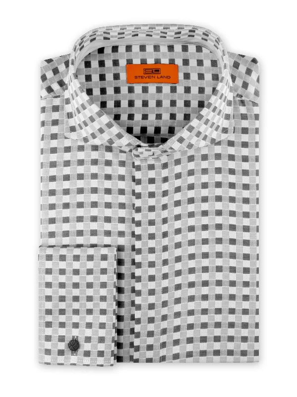 Relaxed Clothing Steven Land | Monochromatic Checker Dress Shirt | DC1931