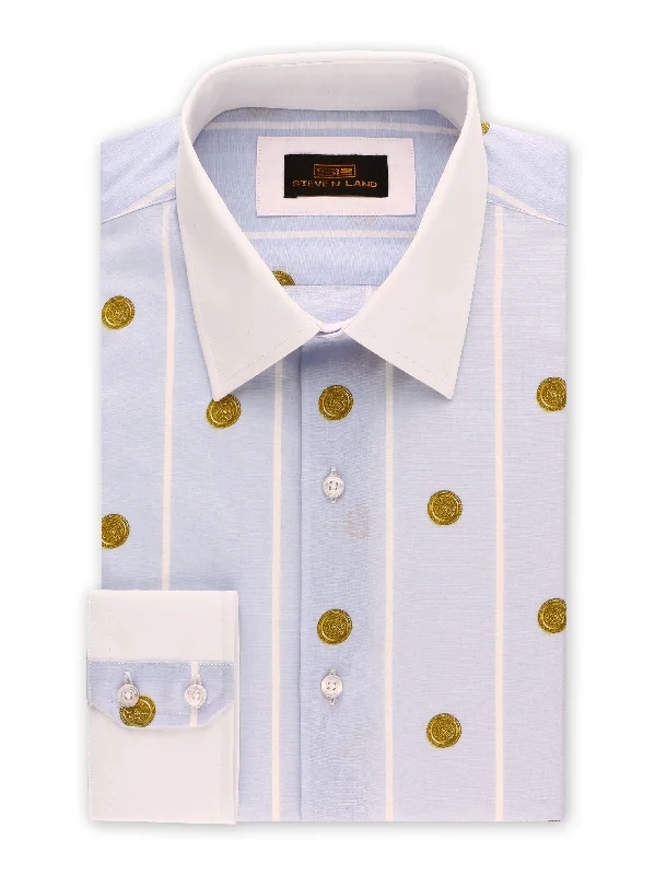Innovative Design Steven Land | Greek Medallion Dress Shirt | Blue