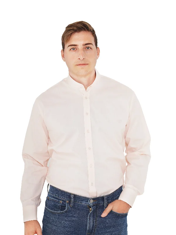 Cozy Pants Steven Land | Banded Collar Textured Stretch Dress Shirt in Peach
