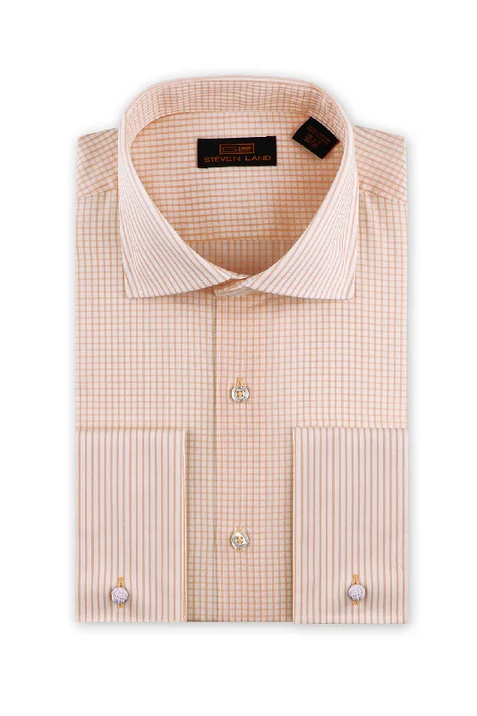 Lounge Wear Steven Land | Flextime Dress Shirt French Cuff &  Spread collar Dress Shirt | Peach Color