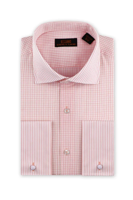 Trendy Comfort Steven Land | Flextime Dress Shirt French Cuff &  Spread collar Dress Shirt | Pink Color