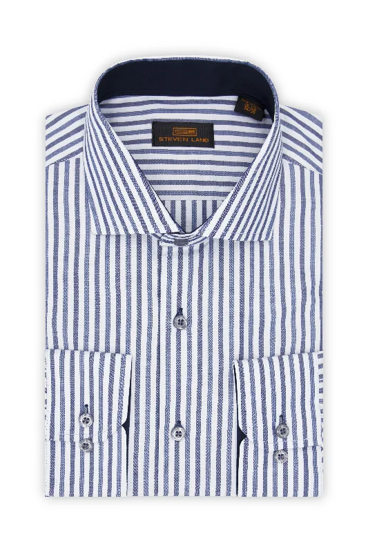Versatile Itinerary Steven Land Dress Shirt | Glasgow | Spread Collar | 100% Cotton | Blue