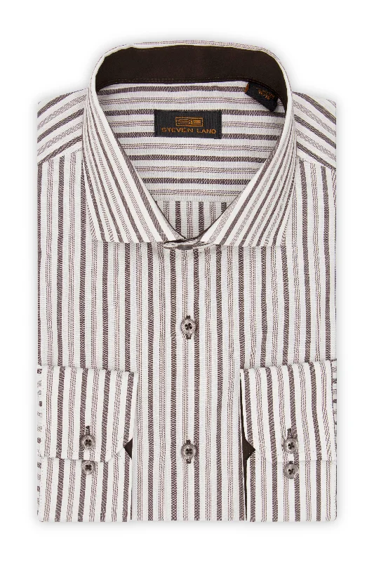 Unique Fashion Steven Land Dress Shirt | Glasgow | Spread Collar | 100% Cotton | Brown