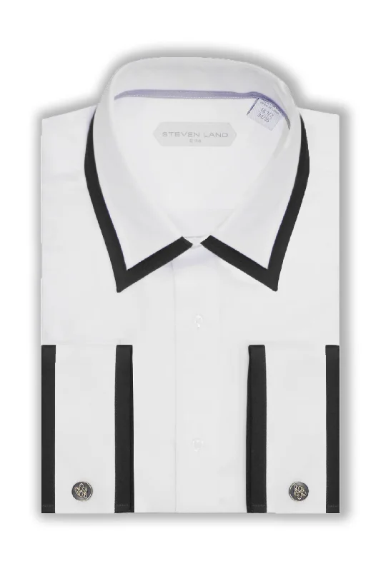 Creative Prints Steven Land Dress Shirt Contrasting Collar 100% Cotton French Cuff