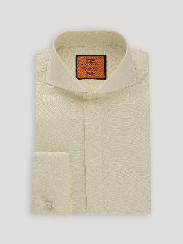 Fresh Comfort Hidden Placket 100% Cotton | Cutaway Collar | French Cuff | Classic Fit | Cream