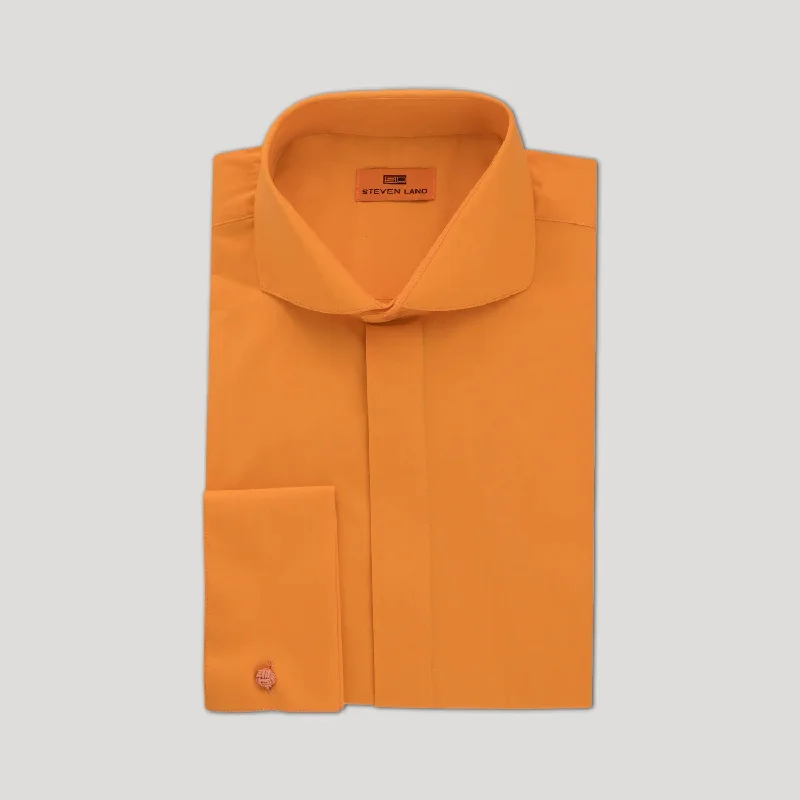 Cozy Chic Poplin Dress Shirt Hidden Placket 100% Cotton | Cutaway collar | French Cuff | Color Orange