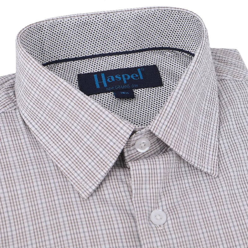 Elegant Fit Charcoal Mini Check Tailored Fit Dress Shirt