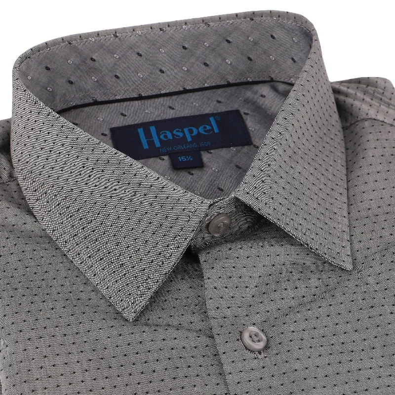 Light Fit Charcoal Solid Texture Tailored Fit Dress Shirt