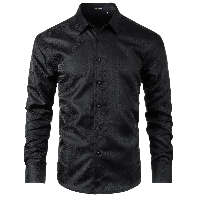Energy Wear Men's Long Sleeve Shirt With Printing - 02-BLACK