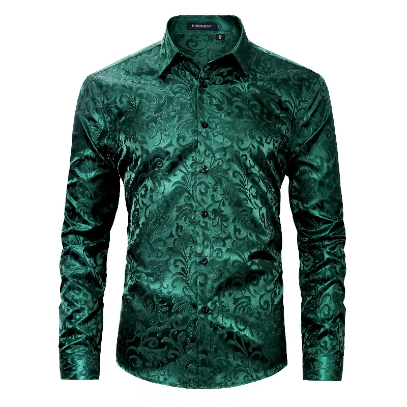 Design Must-have Men's Long Sleeve Shirt With Printing - GREEN-1