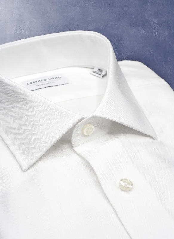 Breezy Style William in White Herringbone Shirt