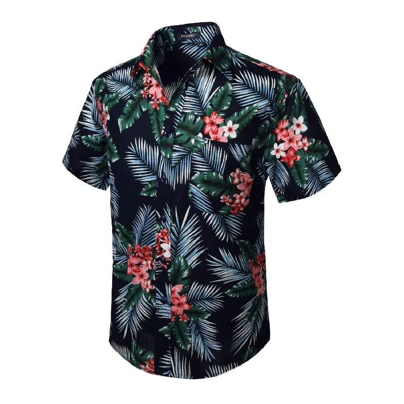 Elegant Style Funky Hawaiian Shirts with Pocket - NAVY BLUE