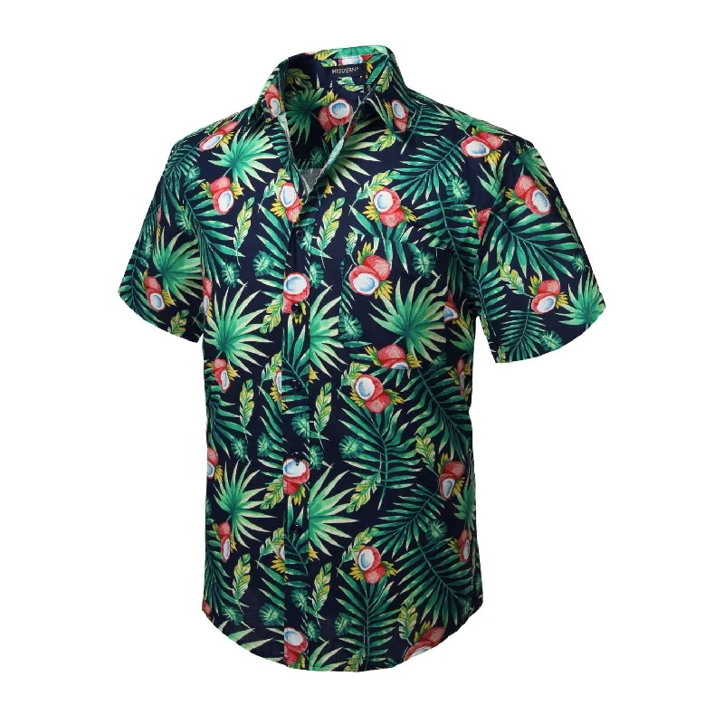 Classic Series Funky Hawaiian Shirts with Pocket - NAVY BLUE/GREEN