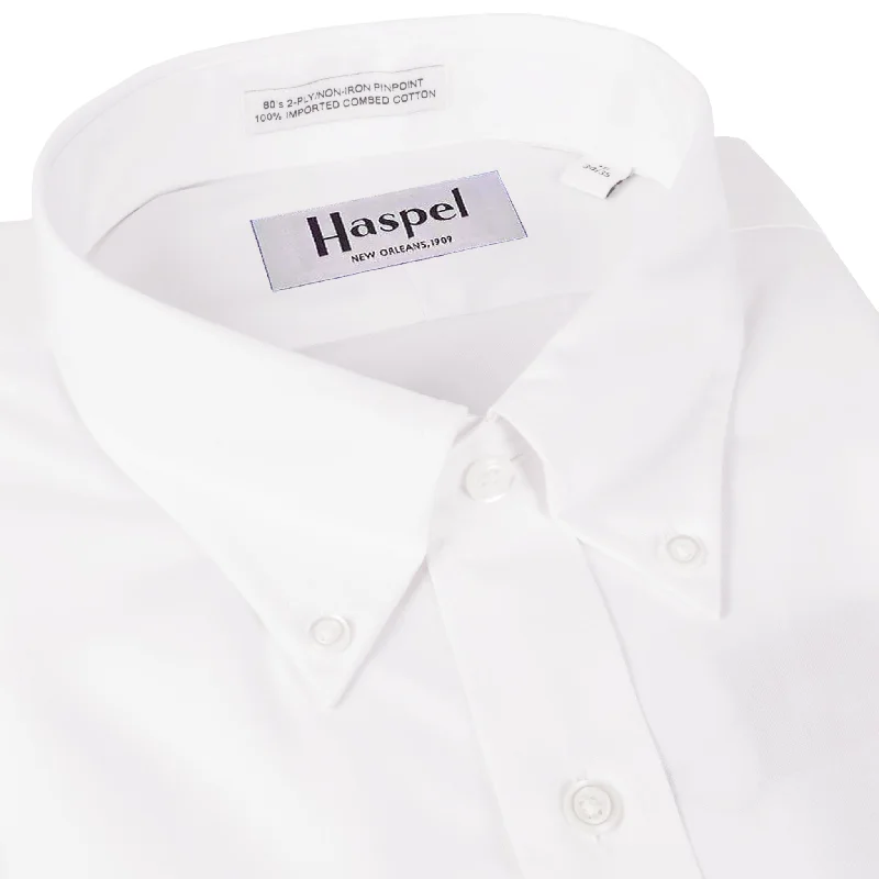 Soft Comfort Wear Decatur Solid White (Trim Fit) Pinpoint Oxford Dress Shirt - Button Down